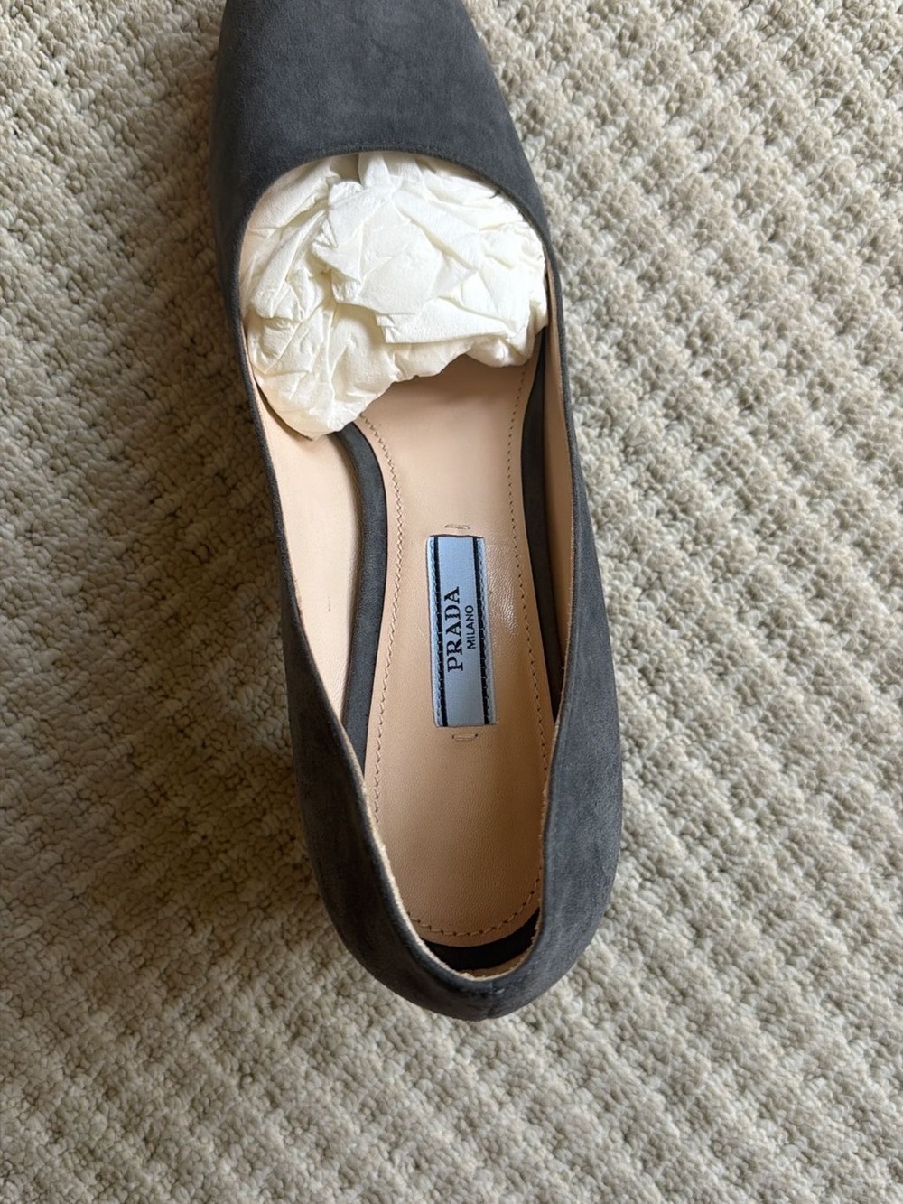 Prada Dark Gray Suede Ballet Flat